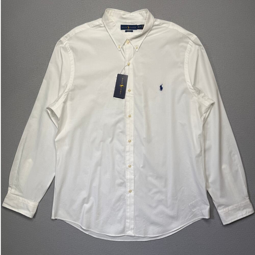 Polo Ralph Lauren Slim Fit Long Sleeve Poplin Dress Shirt White XXL $99